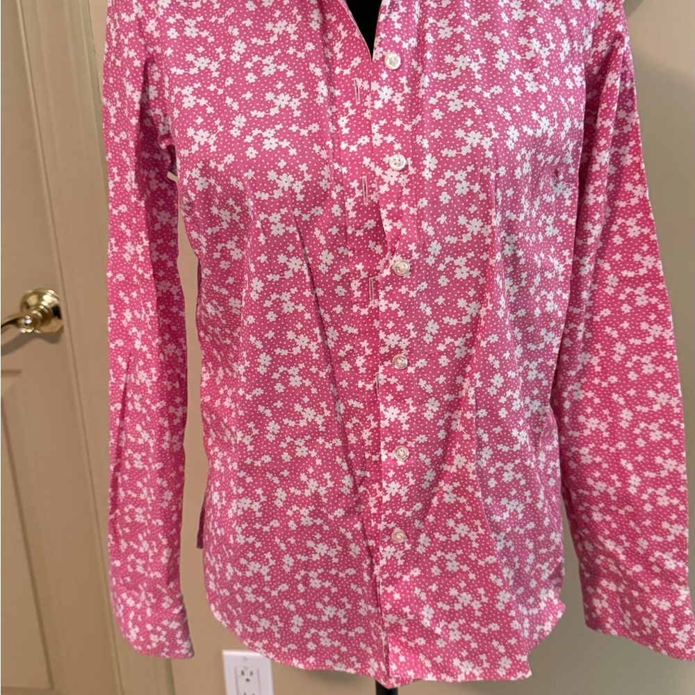 Lands' End Pink Floral Oxford Shirt